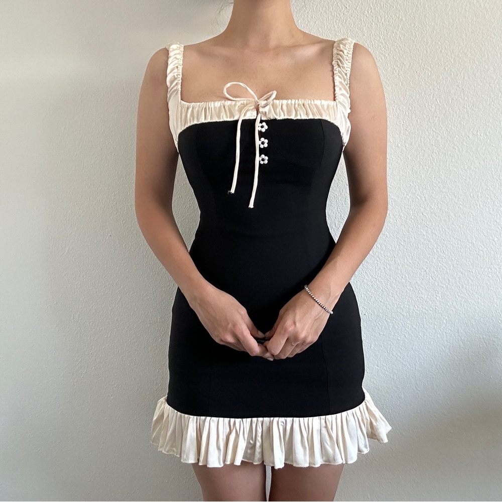 Elegant Black and Cream Dress